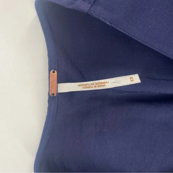 FREE PEOPLE Forever Yours Long Sleeve Button Front V-Neck Blue Cropped Top - Picture 8 of 8